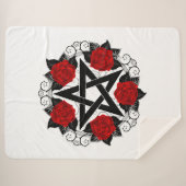 Pentagram met rode rozen sherpa deken (Voorkant (horizontaal))