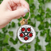 Pentagram met rode rozen sleutelhanger (Hand)