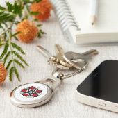 Pentagram met rode rozen sleutelhanger (Zijkant)