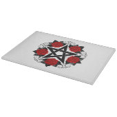 Pentagram met rode rozen snijplank (Hoek)
