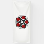 Pentagram met rode rozen spandoek (Verticaal)