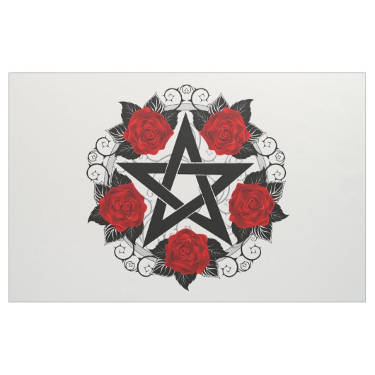 Pentagram met rode rozen stof (Yard (91,4 cm))