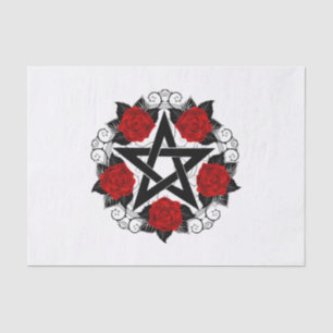 Pentagram met rode rozen tissuepapier
