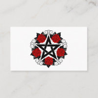 Pentagram met rode rozen