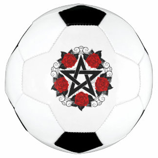 Pentagram met rode rozen voetbal