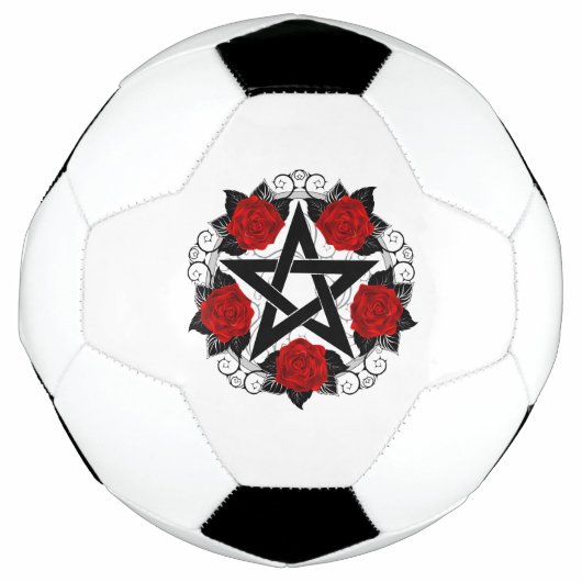 Pentagram met rode rozen voetbal (Voorkant)