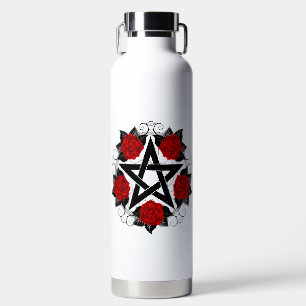 Pentagram met rode rozen waterfles