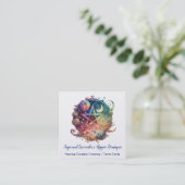 Pentagram, Moon, Earth Square Visitekaartje (Staand voorkant)