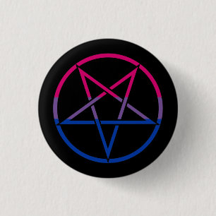 Pentagram onder omgekeerde biseksuele vlag ronde button 3,2 cm