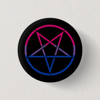 Pentagram onder omgekeerde biseksuele vlag ronde button 3,2 cm