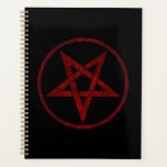 Pentagram Red Devil<br><div class="desc">Pentagramme rouge,  inversé,  texturé en cercle,  sur arrière - plan noir. Symbole occulte 666</div>