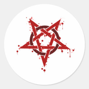 Pentagram Red Ronde Sticker