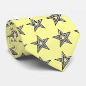 Pentagram Silver Grey op Lt Yellow Stropdas (Opgerold)