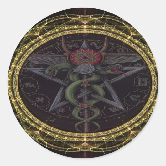Pentagram Snakes Ronde Sticker (Voorkant)
