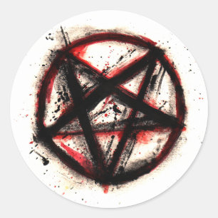 Pentagram stickers, blad van 6 ronde sticker