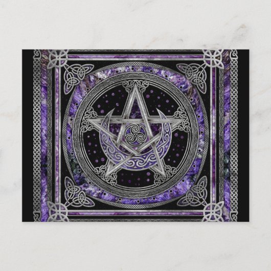 Pentagram Triskelion Amethyst Moon Briefkaart (Voorkant)