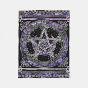 Pentagram Triskelion Amethyst Moon Fleece Deken
