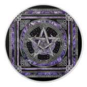 Pentagram Triskelion Amethyst Moon Keramische Knop (Voorkant)
