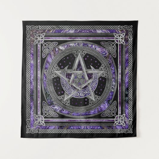 Pentagram Triskelion Amethyst Moon Wandkleed (Voorkant)