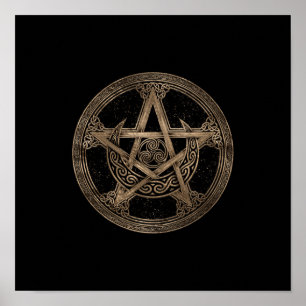 Pentagram Triskelion Moon Ornament Poster