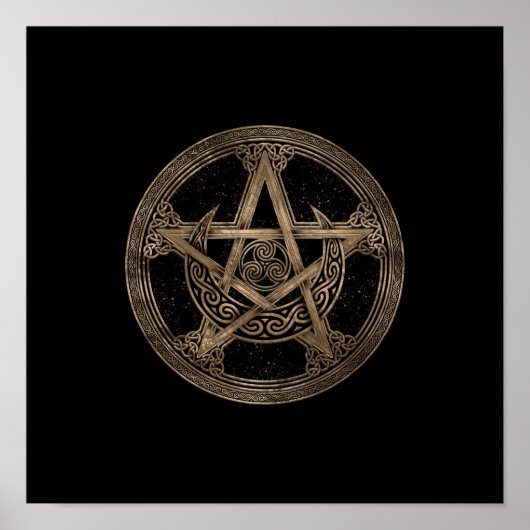 Pentagram Triskelion Moon Ornament Poster (Voorkant)