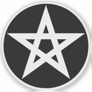 Pentagram (wit op zwart) sticker