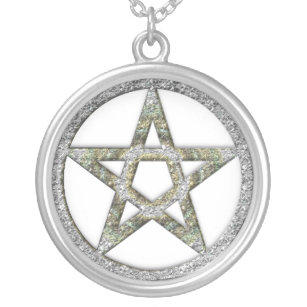 Pentagramme argenté de collier de pentagone étoilé