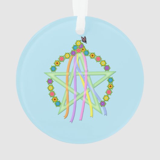 Pentagramme Beltane avec Rubans Pastel et Fleurs (dos)