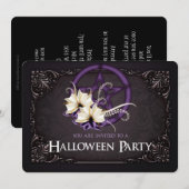 Pentagramme violet Invitation de la fête d'Hallowe (Devant / Derrière)