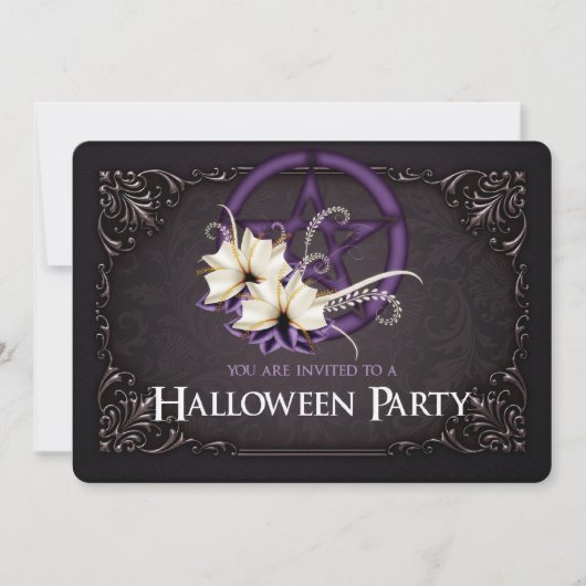 Pentagramme violet Invitation de la fête d'Hallowe (Devant)