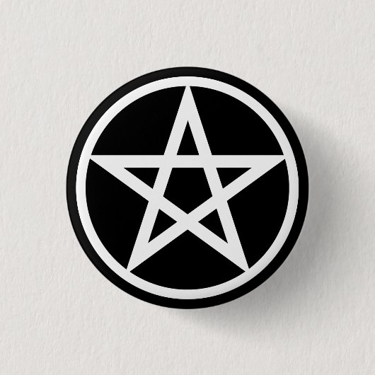 Pentakel groot op zwart ronde button 3,2 cm (Voorkant)