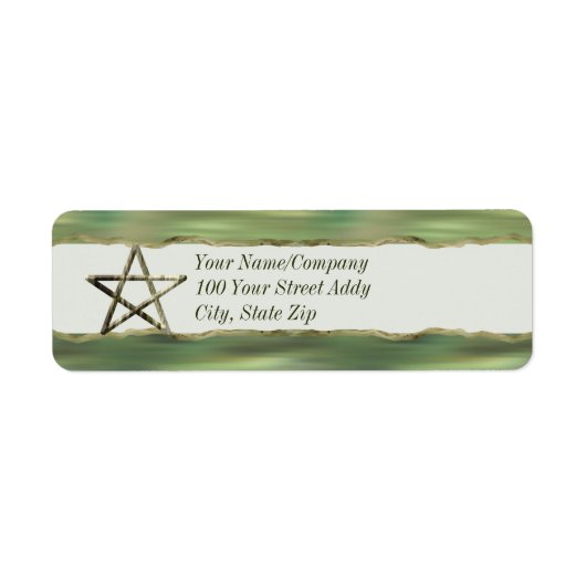 Pentakel in hout etiket (Voorkant)