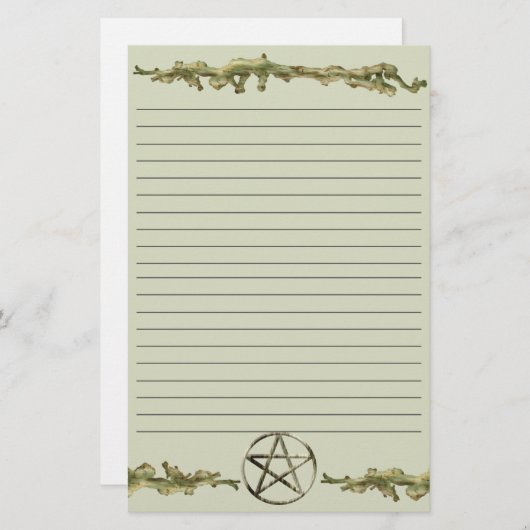 Pentakel op hout, gelaagd briefpapier (Voorkant / Achterkant)