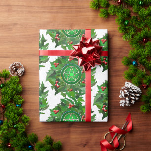 Pentakel op Hulstkrans Cadeaupapier