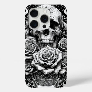 Pentakel Skelet Skull & Rozen Tarot Art iPhone 15 Pro Case