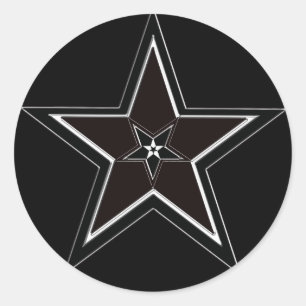 Pentakel voor zwart en zilver met omgekeerd pentag ronde sticker