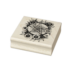 Pentakel zinnia bloemen kunst bloem pagan 	rubberstempel
