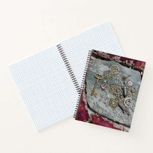 Pentakels op Dendritic Opal and Roos Sage Notitieb Notitieboek (Binnen)