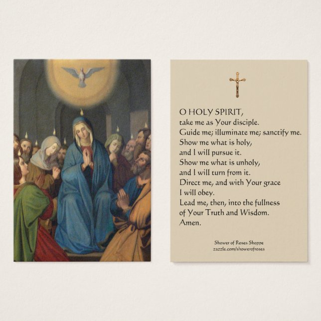 Pentecôte Sainte Vierge Esprit Saint Carte Sainte (Devant & derrière)