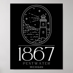 Pentwater Michigan Michigander Staat Mi Reis Boa Poster