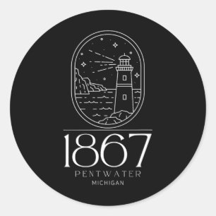 Pentwater Michigan Michigander Staat Mi Reis Boa Ronde Sticker