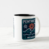 Pentwater Michigan Neon Sign Coffee Mug (Devant droit)