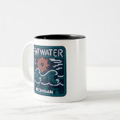 Pentwater Michigan Neon Sign Coffee Mug (Devant gauche)