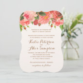 Peonie corail sur Faire-part de mariage Parties sc (Debout devant)