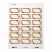 Peonie de corail blanc sur Étiquettes de adresse d (Feuille entière)