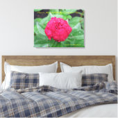 Peonie Na Regen Verpakt Canvas (Insitu (Slaapkamer))