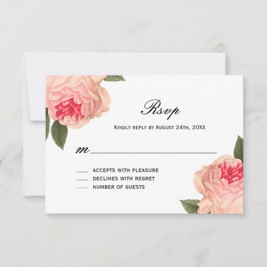Peonie romantique de corail avec des rayures Carte (Devant)