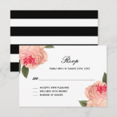 Peonie romantique de corail avec des rayures Carte (Devant / Derrière)