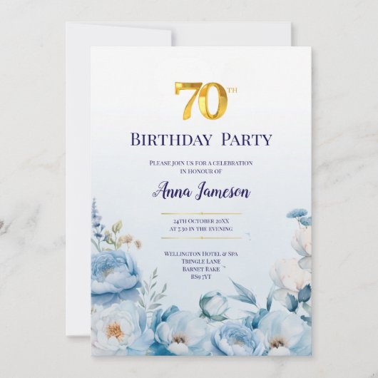 Peonies 70e anniversaire Fête Invitation (Devant)