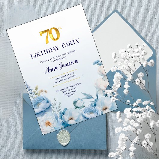 Peonies 70e anniversaire Fête Invitation